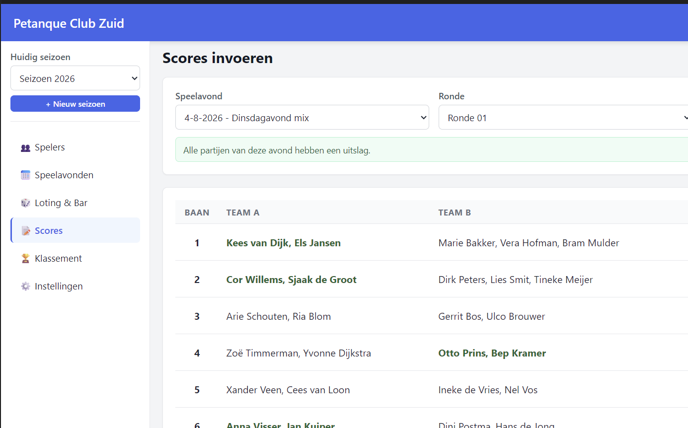 Scores invoeren